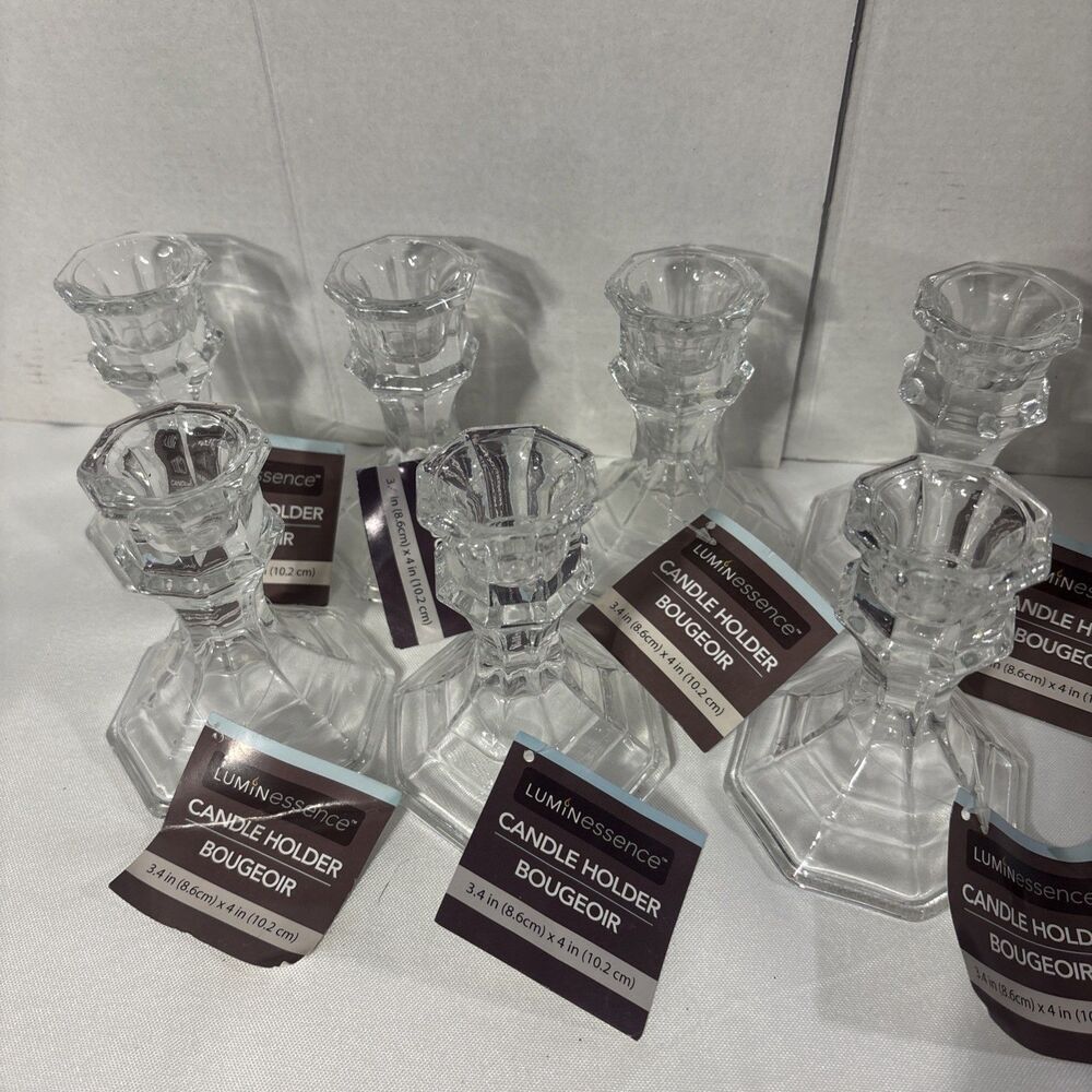 Lot Of 7 Luminessence Glass Candle Holder 4 inch - ALL BRAND NEW with TAGS